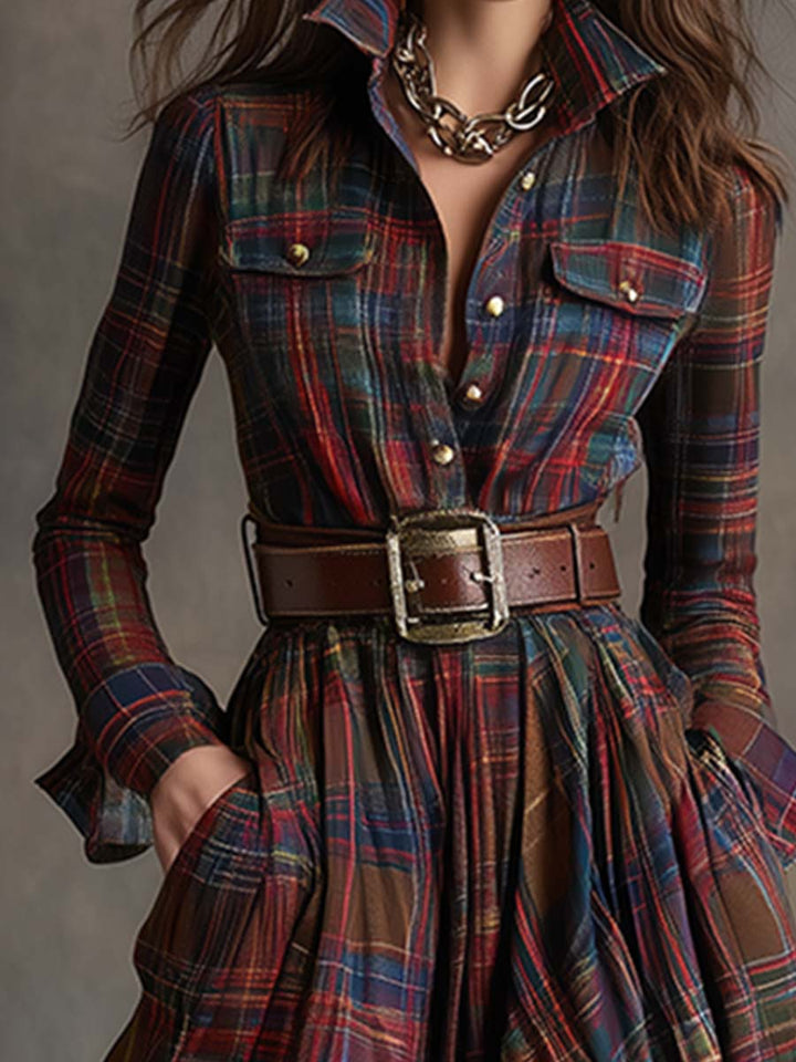 Giulietta - Maxi Shirt Dress with Check Pattern