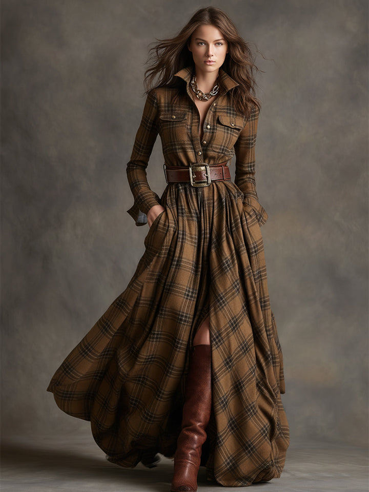 Giulietta - Maxi Shirt Dress with Check Pattern